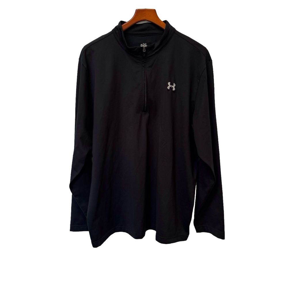 Under Armour Men’s Size XXL Black‎ Long Sleeve Half Zip Athletic Pullover Shirt